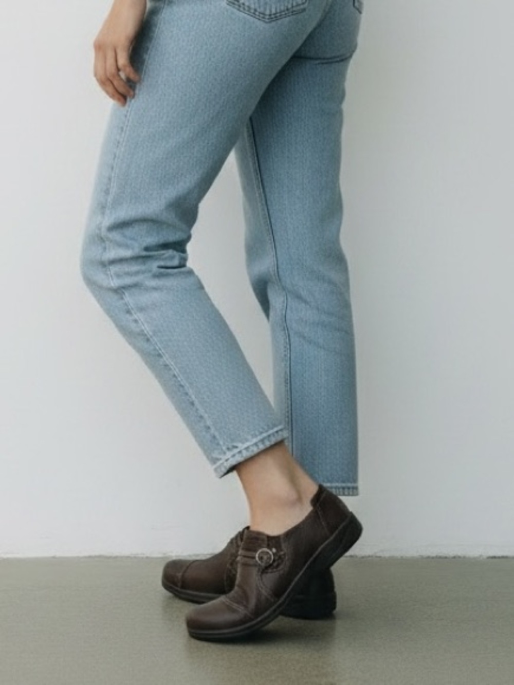 Women's Clarks Slip-On Leather Comfort Shoes - Brown